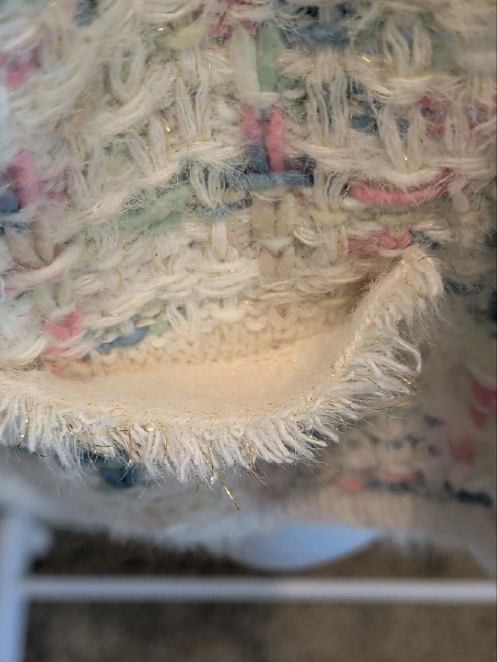 Cocobleu Women's Cream Multicolor Bouclé Blazer - M - Picture 10 of 10